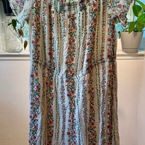 Old Navy Cream Sundress with Rose and Green Floral Accents